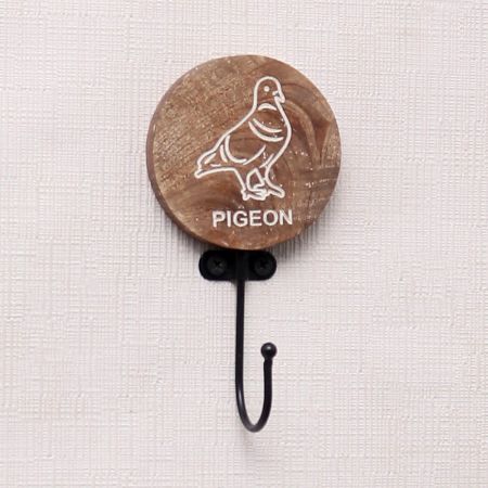 Brown Round Wooden Pigeon Hooks For Kids